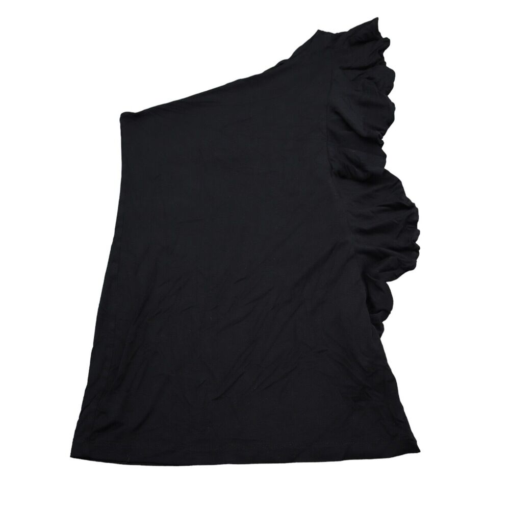 Ella Moss Dress Womens S Black Bodycon One Shoulder Ruffle Stretch Zip